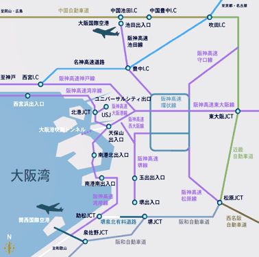大阪ベイエリアへのアクセスマップ